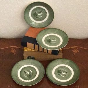 1950s Vintage Colonial Homestead Saucer for Tea Cups, Green
